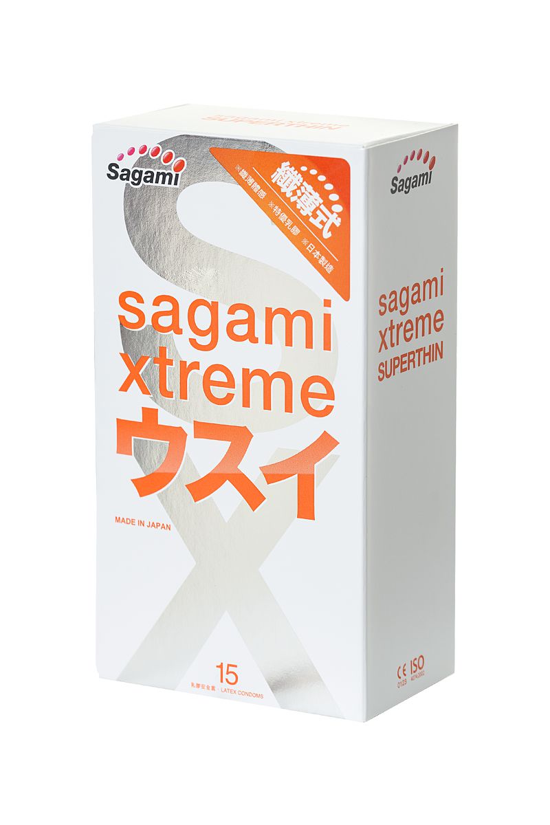 Презервативы Sagami, xtreme, 0.04, латекс, 19 см, 5,4 см, 15 шт.