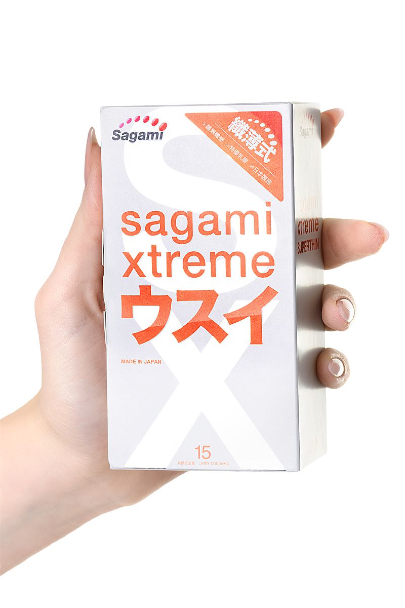 Презервативы Sagami, xtreme, 0.04, латекс, 19 см, 5,4 см, 15 шт.