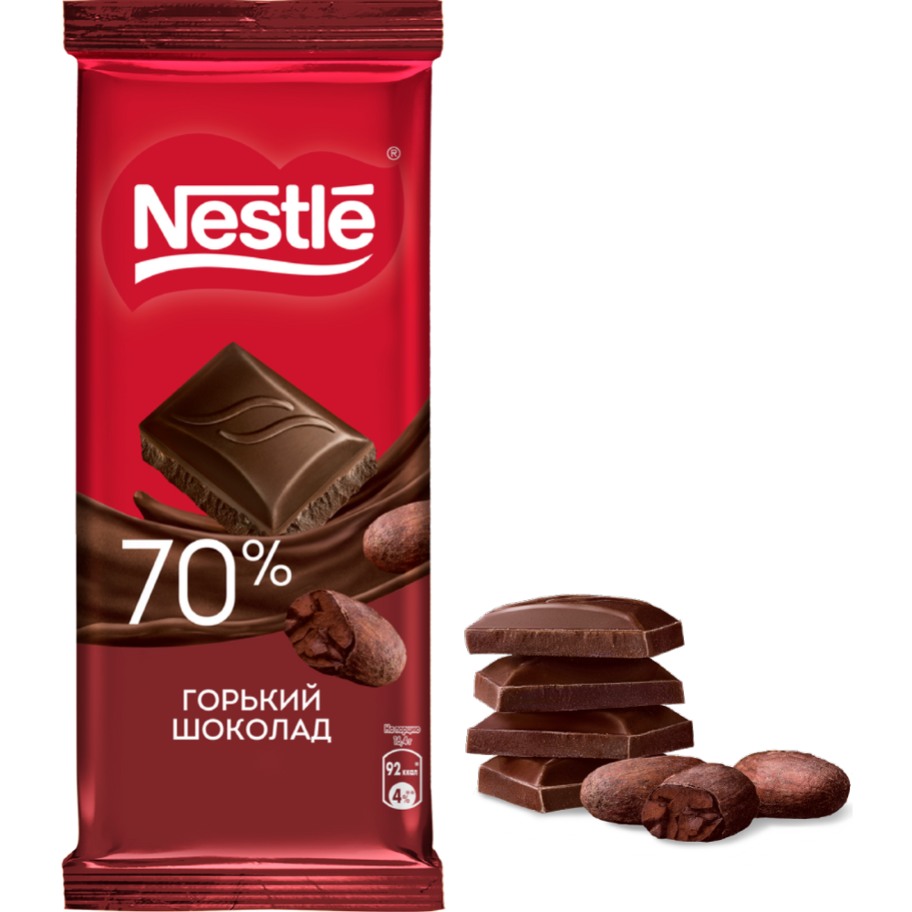 Шоколад «Nestle» горький, 70% какао, 82 г #0