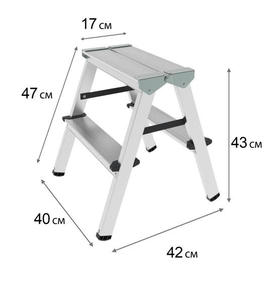 Стремянка Новая высота, алюминиевая, 2x2 ступени, NV112