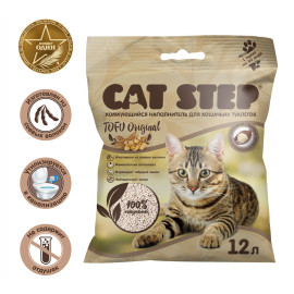 Наполнитель соевый комкующийся, оригинальный CAT STEP 12л