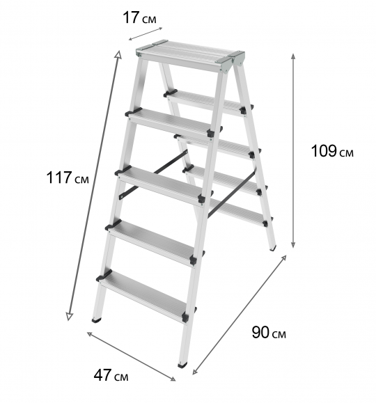 Стремянка Новая высота, алюминиевая, 2x5 ступени, NV112