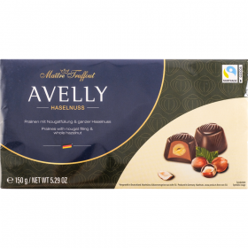 Кон­фе­ты шо­ко­лад­ные «Maitre Truffout» Avelly, с нугой и цель­ным фун­ду­ком, 150 г