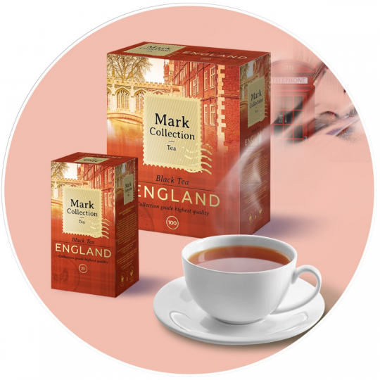 Чай в пакетиках черный Mark Collection ENGLAND, 100пак.*2гр.