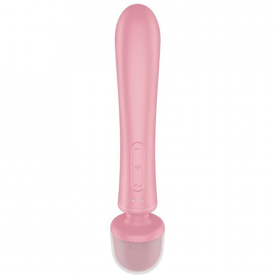 Двусторонний вибратор с клиторальным стимулятором Wand + Rabbit Satisfyer Triple Lover Pink