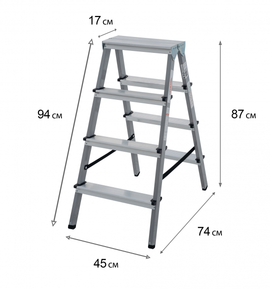 Стремянка Новая высота, комбинированая, 2x4 ступени, NV114