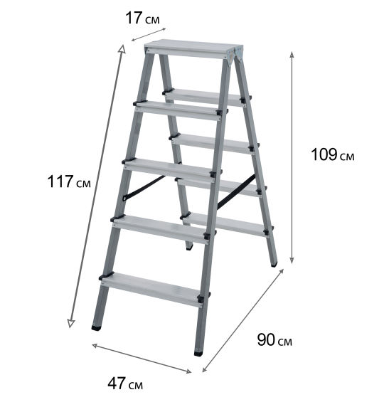 Стремянка Новая высота, комбинированая, 2x5 ступеней, NV114