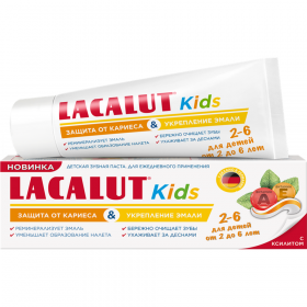 Зубная паста дет­ская «Lacalut» Kids 2-6, защита от ка­ри­е­са и укреп­ле­ние эмали, 65 г