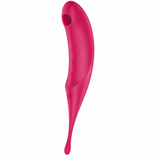 Вакуумный стимулятор с вибростимулирующим отростком Satisfyer Twirling Pro красный