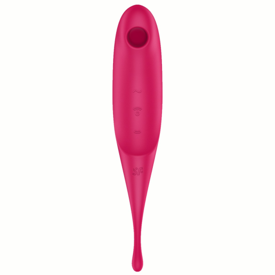 Вакуумный стимулятор с вибростимулирующим отростком Satisfyer Twirling Pro красный