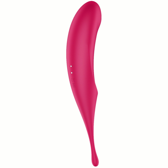 Вакуумный стимулятор с вибростимулирующим отростком Satisfyer Twirling Pro красный