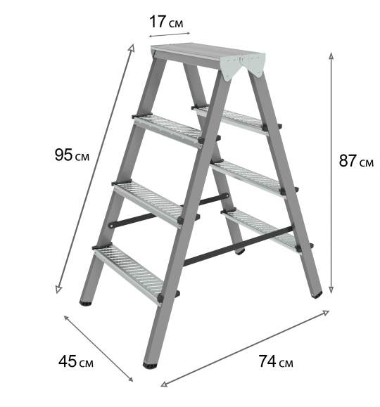 Стремянка Новая высота, стальная, 2x4 ступени, NV1160