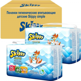 Пе­лен­ки дет­ские «Skippy» Simple, 60x40 см, 60 шт