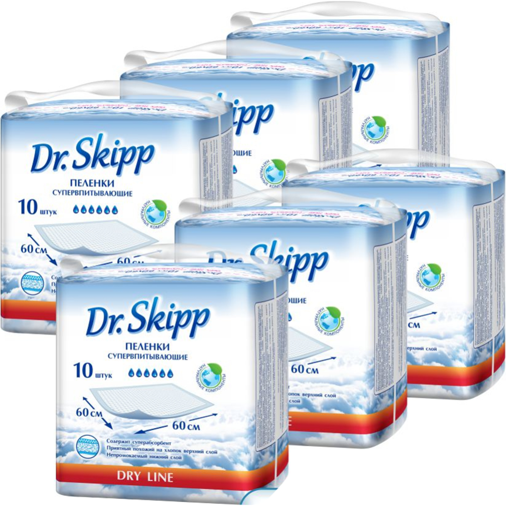 Пеленки детские «Dr.Skipp» Dry Line, 60x60 см, 60 шт #0