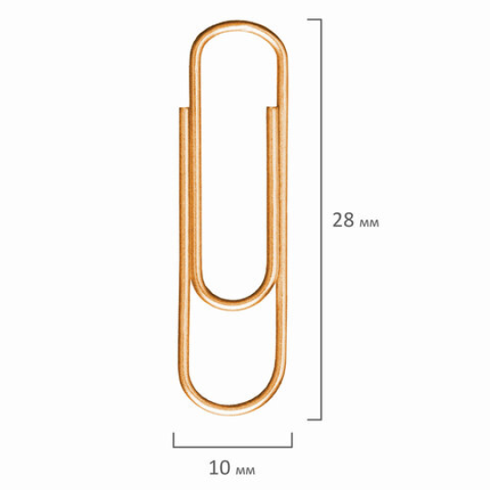 Скрепки BRAUBERG, 28 мм, золотистые, 100 шт., в картонной коробке