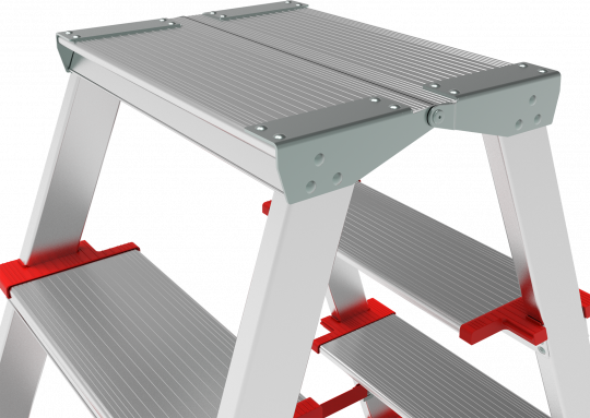 Стремянка ПРОФИ, 3 года гарантии, 2x2 широкие ступени 130 мм, площадка 260 мм, NV3127, Новая высота, 3127202
