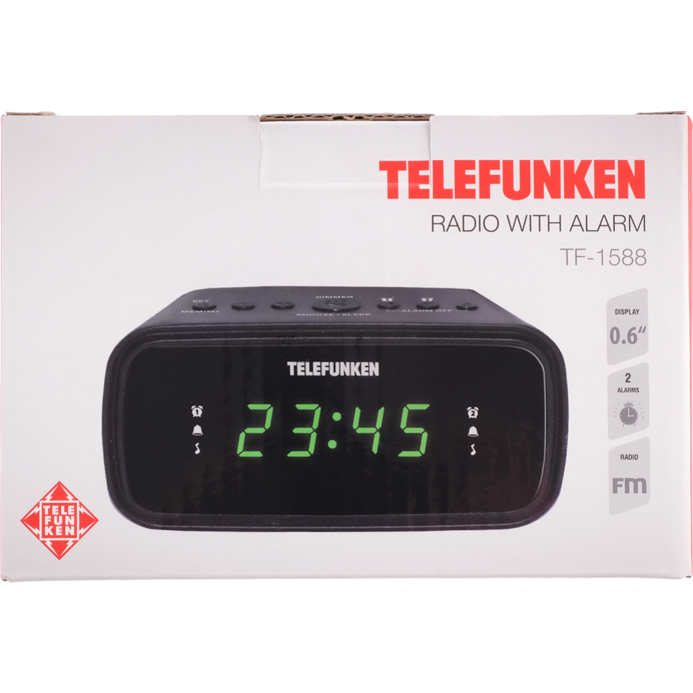 Радиочасы «Telefunken» TF-1588, черный/ зеленый