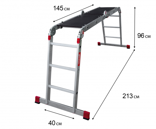 Лестница-трансформер Новая высота, профессиональный, ширина 400 мм, 4x3 ступени, с помостом, NV333