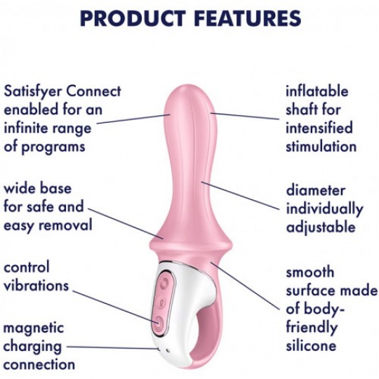 Расширяющийся анальный смарт-вибратор Satisfyer Air Pump Booty 5+ розовый