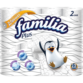 Туалетная бумага «Familia» Plus, 2 слоя, 12 рулонов