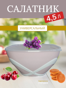 Салатник с крышкой Bee Home AK-397 4,5 л., розовый