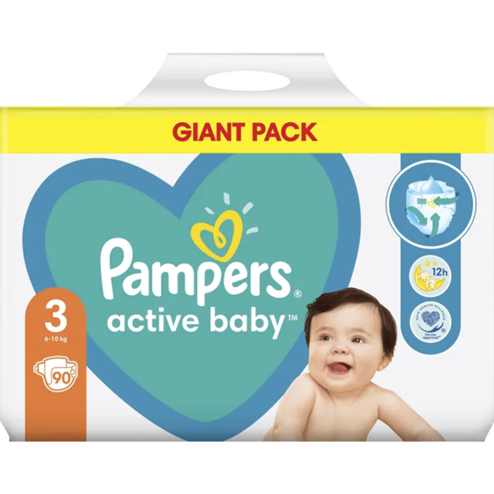 Подгузники детские «Pampers» Active baby, Giant Pack, размер 3, 6-10 кг, 90 шт