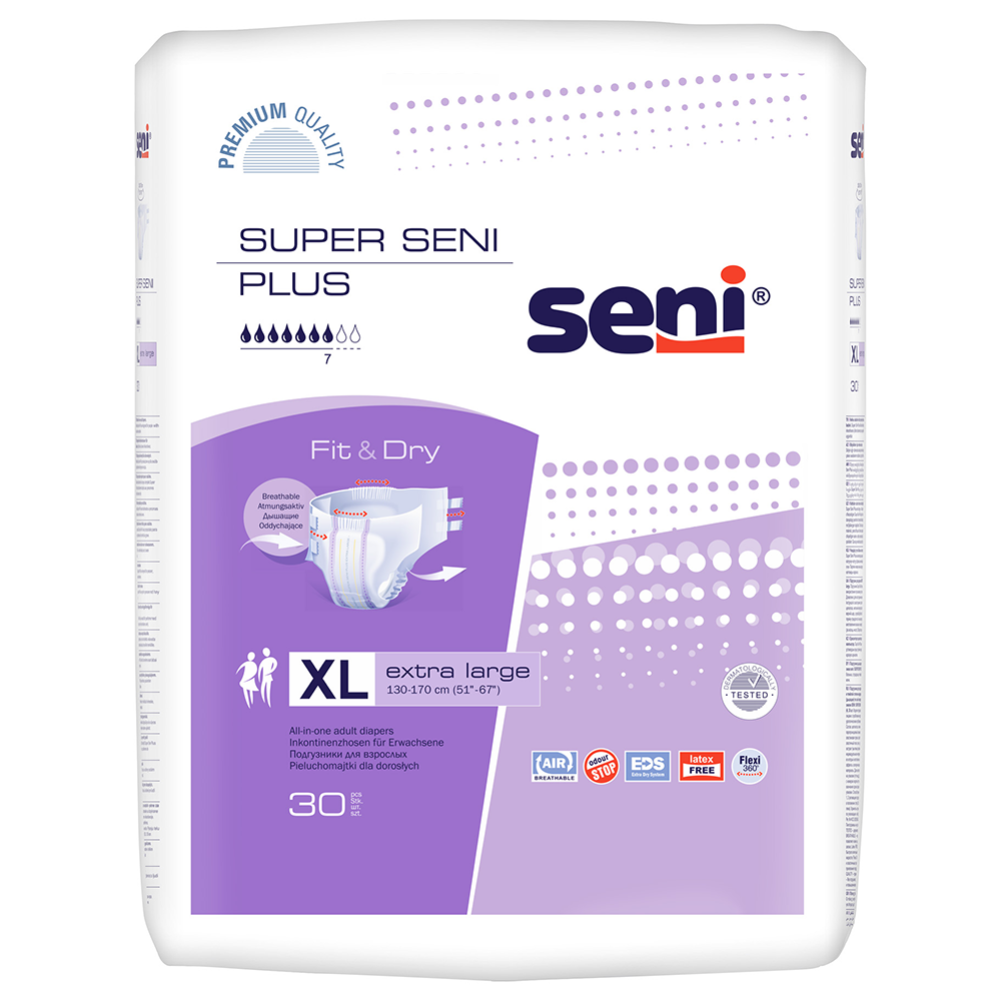 Подгузники для взрослых «Seni» Super Seni Plus, размер extra large, 130-170  см, 30 шт. купить в Минске: недорого в интернет-магазине Едоставка