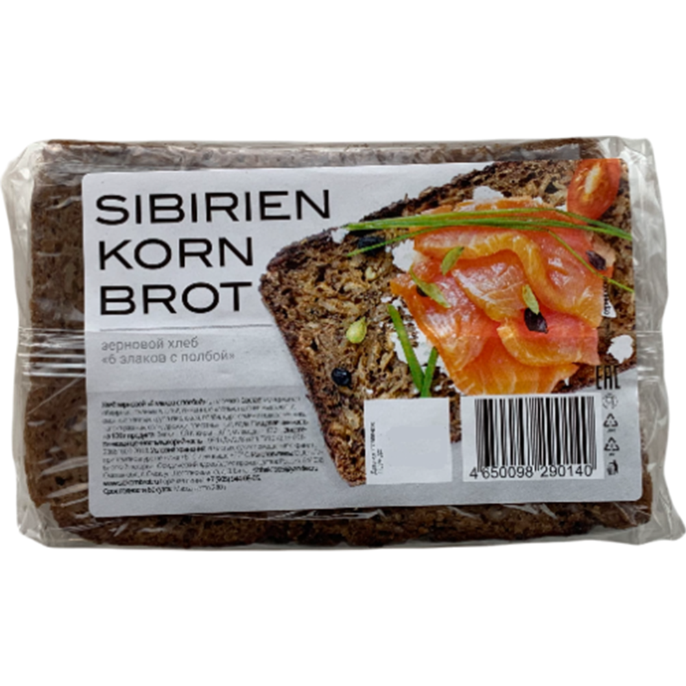 Хлеб «Sibirien korn brot» зерновой, 6 злаков с полбой, нарезанный, 280 г   #0