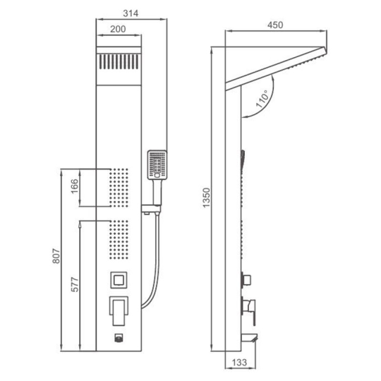 Душевая панель Frap, F24005-6 Чёрная