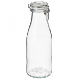 KORKEN Банка в форме бутылки с крышкой, бесцветное стекло,1.4 литра