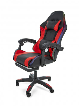 Кресло геймерское компьютерное с RGB подсветкой на колесиках (чёрно-красное)