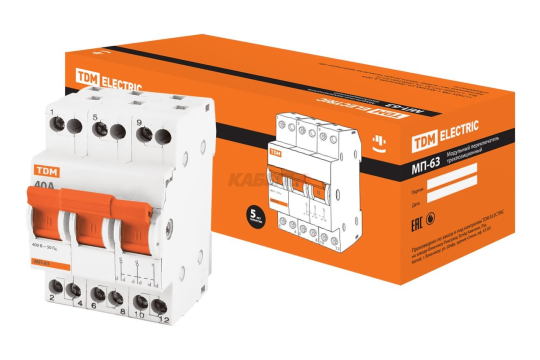 Модульный переключатель трехпозиционный МП-63 3P 40А TDM