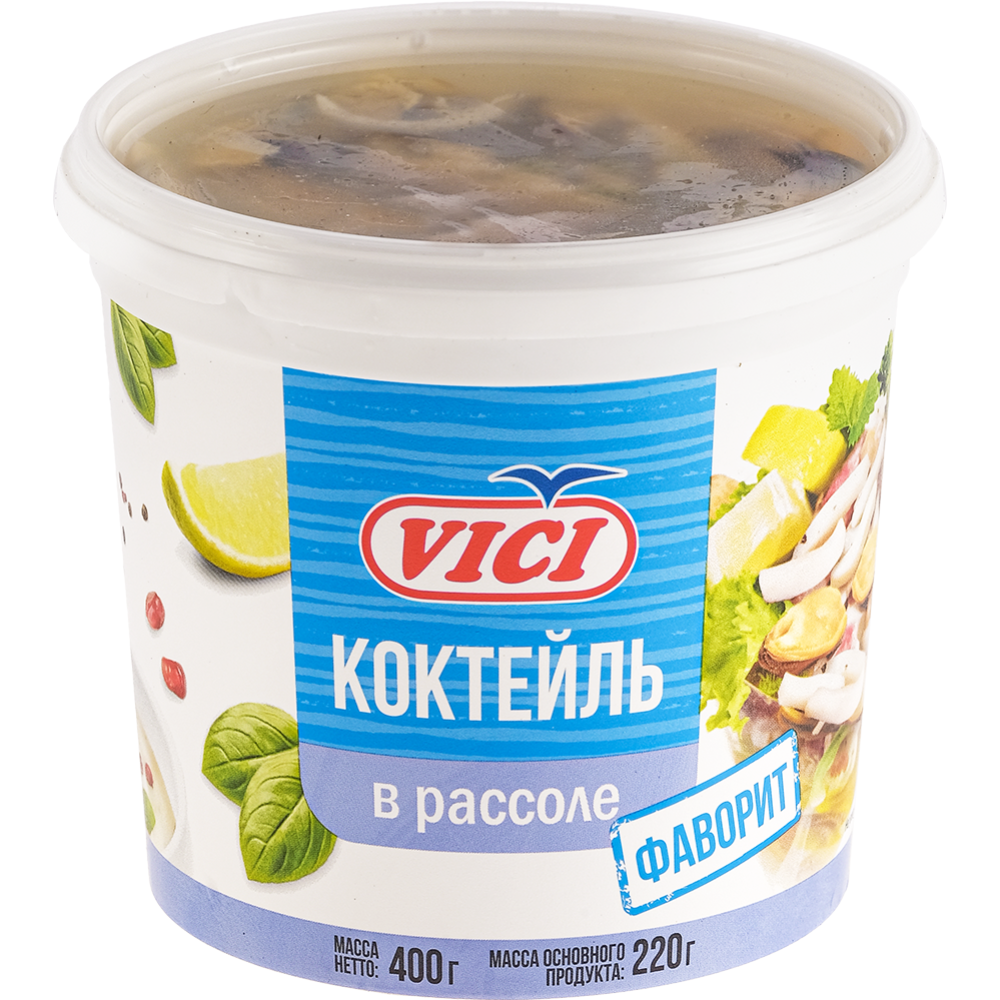Коктейль из морепродуктов «Vici» соленых, в рассоле, 400 г #0