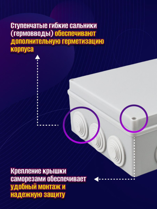 Распаячная коробка ОП 240х190х90мм, крышка, IP55, 12 гермовводов  TDM SQ1401-1143