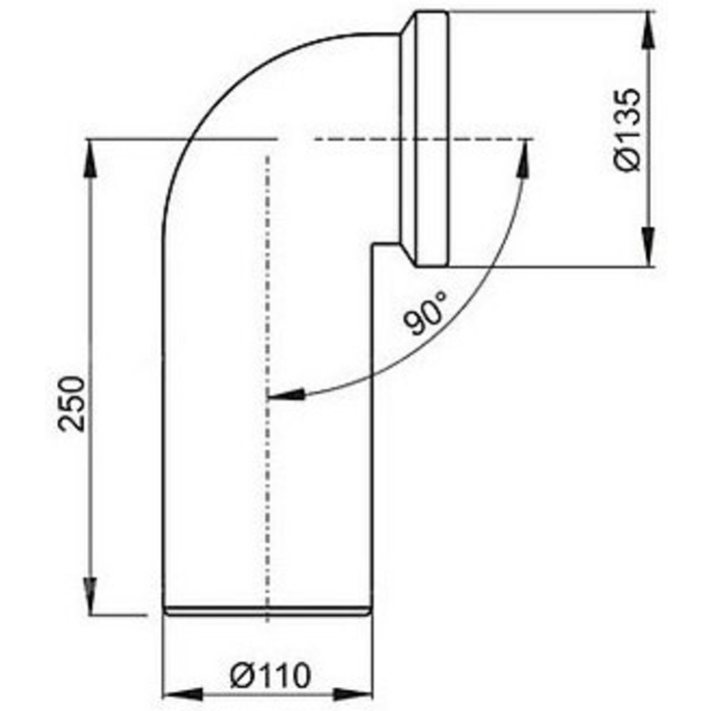 Колено «Alcaplast» для унитаза,A90-90