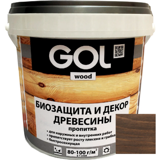 Пропитка для дерева «GOL» Wood Aqua, дуб, 0.9 кг