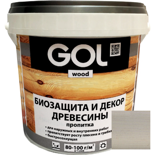 Пропитка для дерева «GOL» Wood Aqua, иней, 0.9 кг