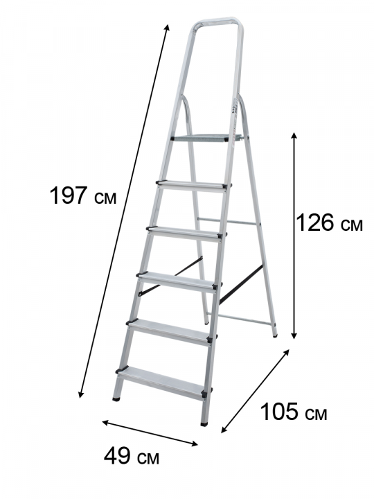 Стремянка алюминиевая, 6 ступеней, NV111, Новая высота 1110106
