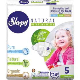Под­гуз­ни­ки дет­ские «Sleepy Natural» Jumbo Pack Junior, размер 5, 11-18 кг, 24 шт