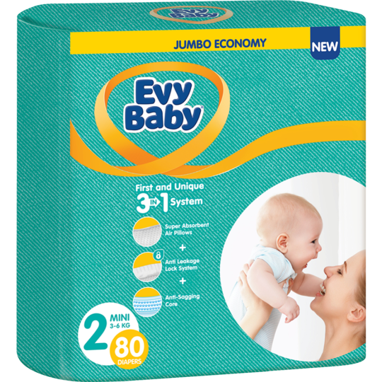 Подгузники детские «Evy Baby» Mini, 3-6 кг, 80 шт