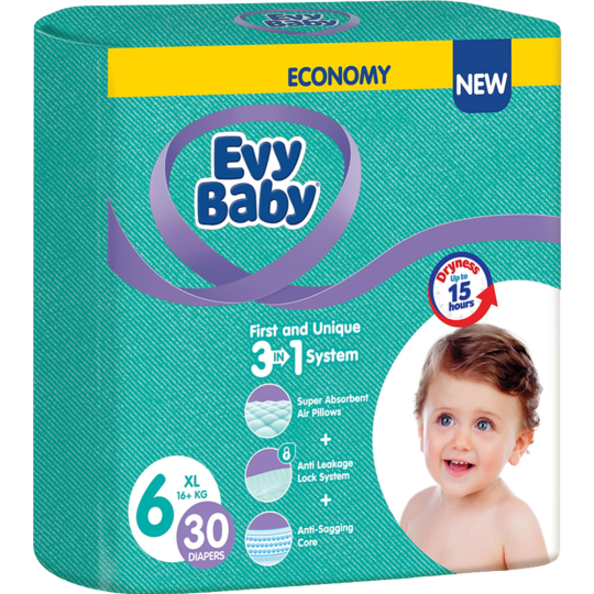 Подгузники детские «Evy Baby» XL, 16+ кг, 28 шт