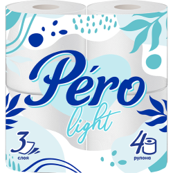 Туа­лет­ная бумага «Pero» Light, 3 слоя, 4 рулона