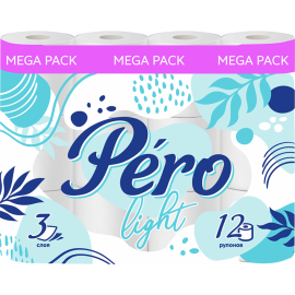 Туалетная бумага «Pero» Light, 3 слоя, 12 рулона