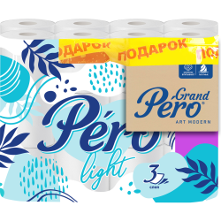 Туа­лет­ная бумага «Pero» Light, 3 слоя, 24 рулона + по­да­рок