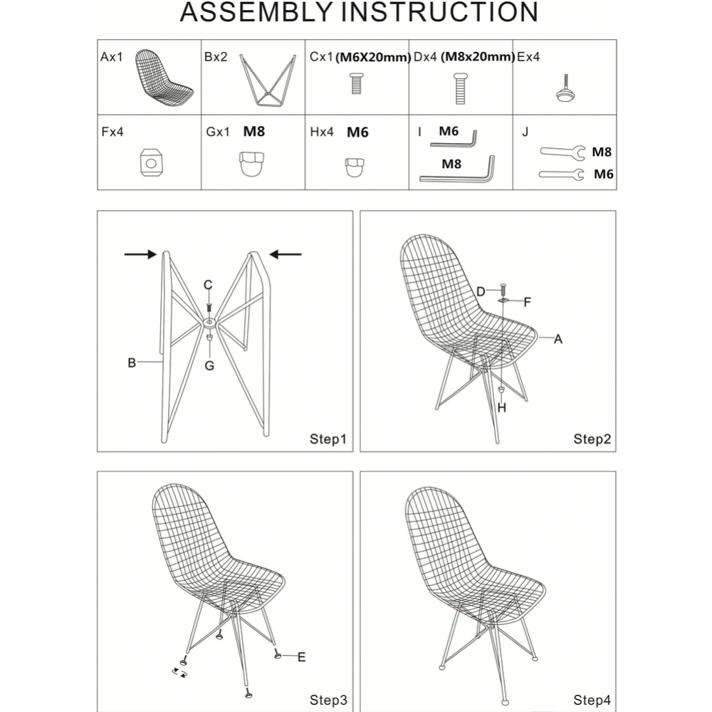 Стул «Stool Group» Eiffel, AFR-18B-P1 BL/BL, черный