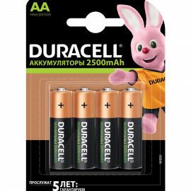 Комплект аккумуляторов «Duracell» AA, 2500mAh, 4 шт