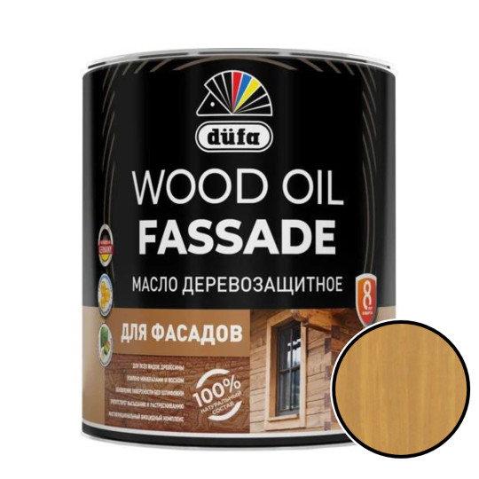 Масло для деревянных фасадов для защиты Düfa WOOD OIL FASSADE, для любых пород древесины, полуматовое, лиственница, 0.9 л