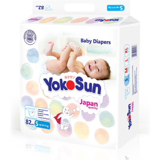 Подгузники детские «YokoSun» Premium, размер S, 0-6 кг, 82 шт