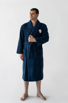 Мужской махровый халат RUSDECOR, цвет синий, 100% хлопок