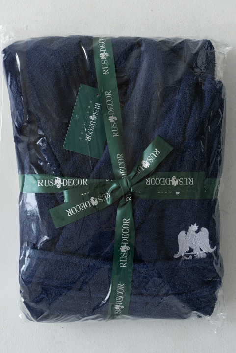 Мужской махровый халат RUSDECOR, р.54, цвет синий, 100% хлопок